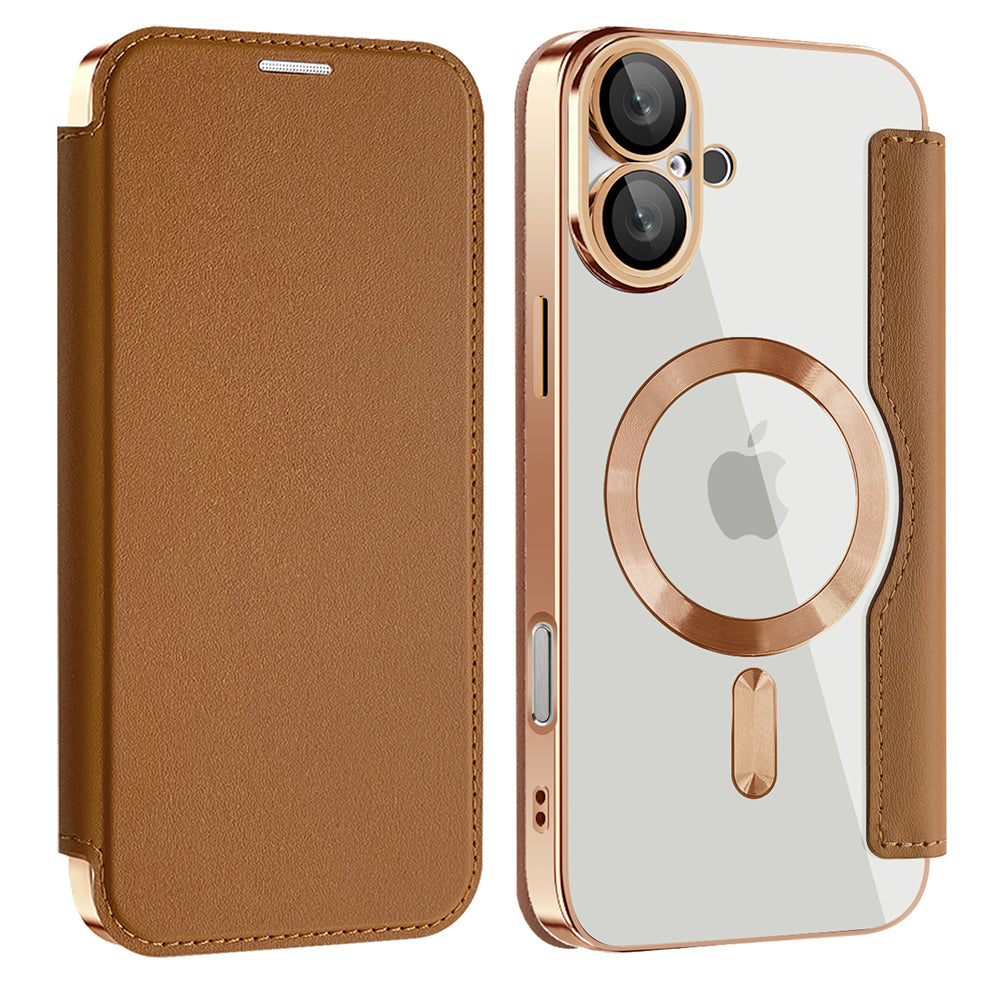 Калъф MagSafe за Apple iPhone 16 Plus, Techsuit, SmartMag Book, Кафяв