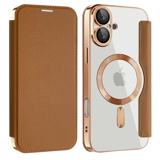 Калъф MagSafe за Apple iPhone 16 Plus, Techsuit, SmartMag Book, Кафяв