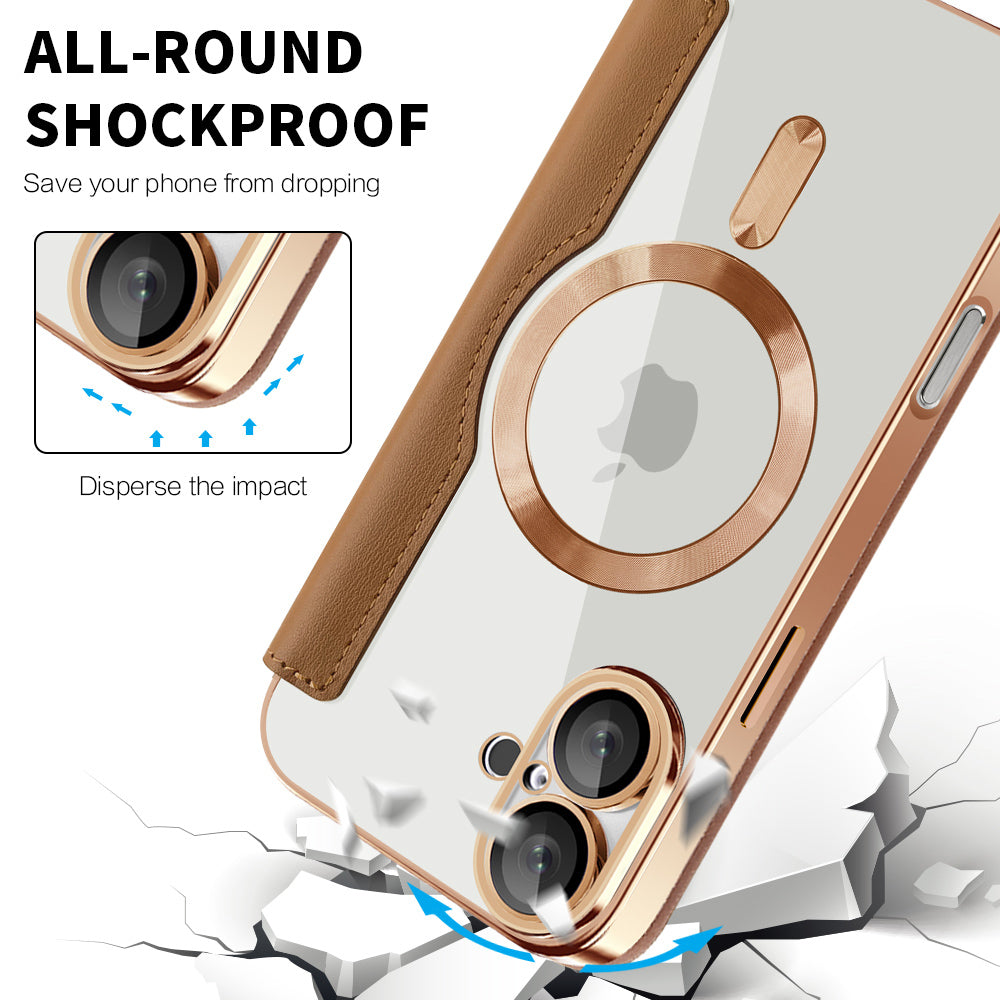 Калъф MagSafe за Apple iPhone 16 Plus, Techsuit, SmartMag Book, Кафяв