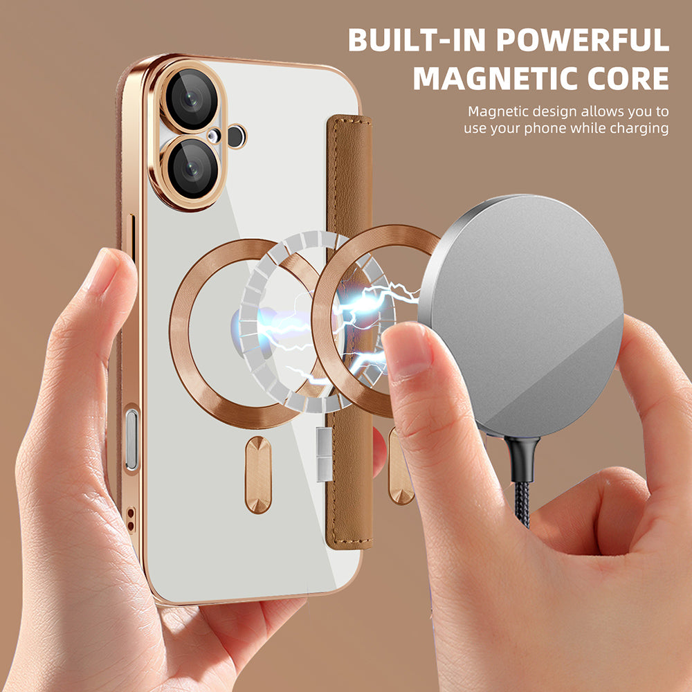 Калъф MagSafe за Apple iPhone 16 Plus, Techsuit, SmartMag Book, Кафяв