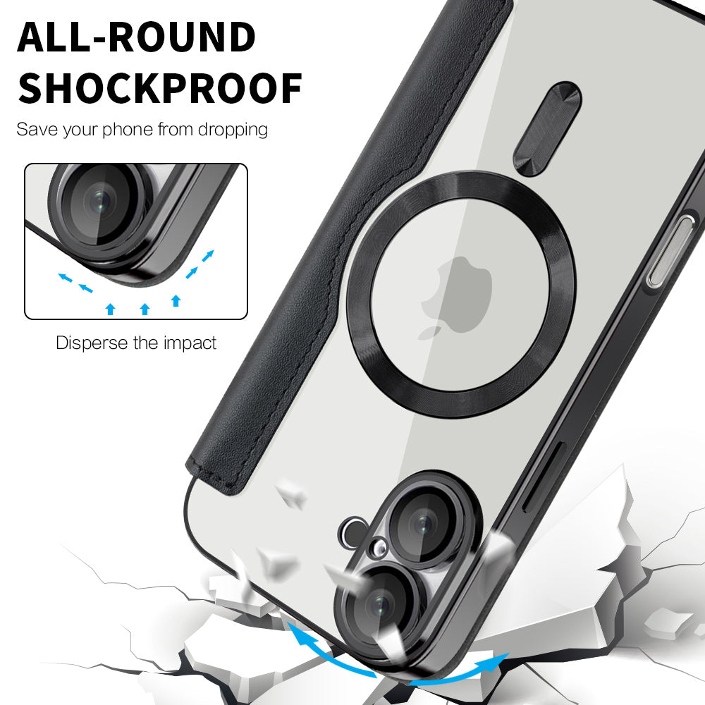 Калъф MagSafe за Apple iPhone 16 Plus, Techsuit, SmartMag Book, Черен
