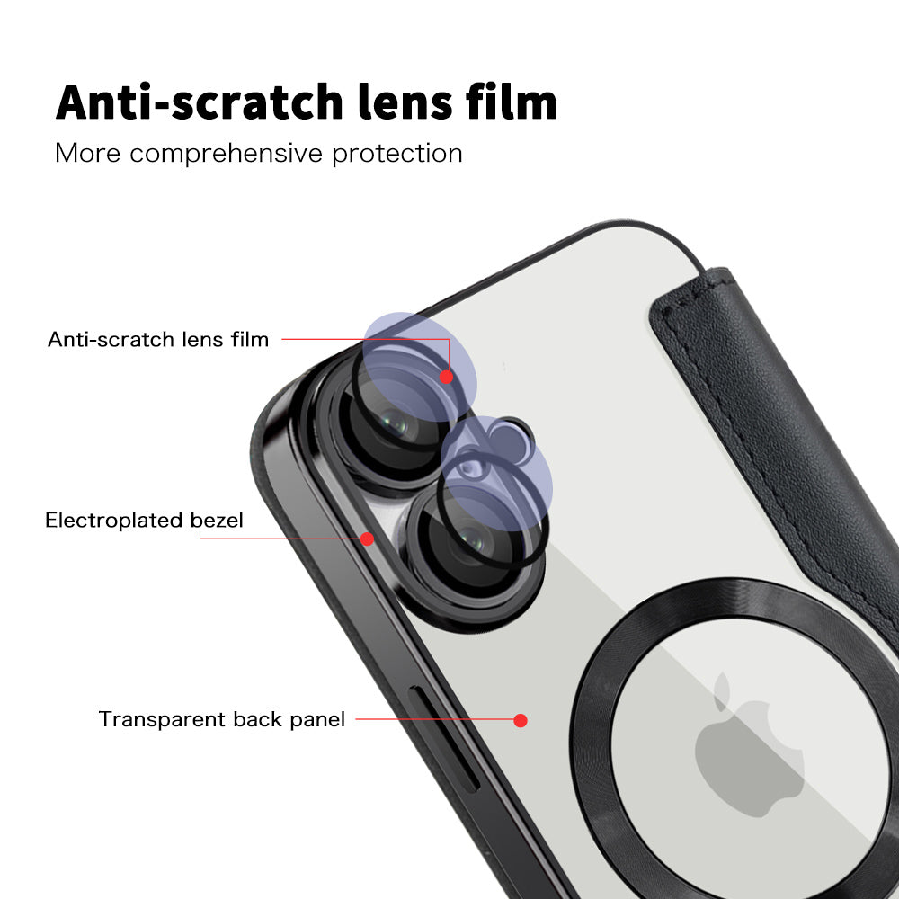 Калъф MagSafe за Apple iPhone 16 Plus, Techsuit, SmartMag Book, Черен