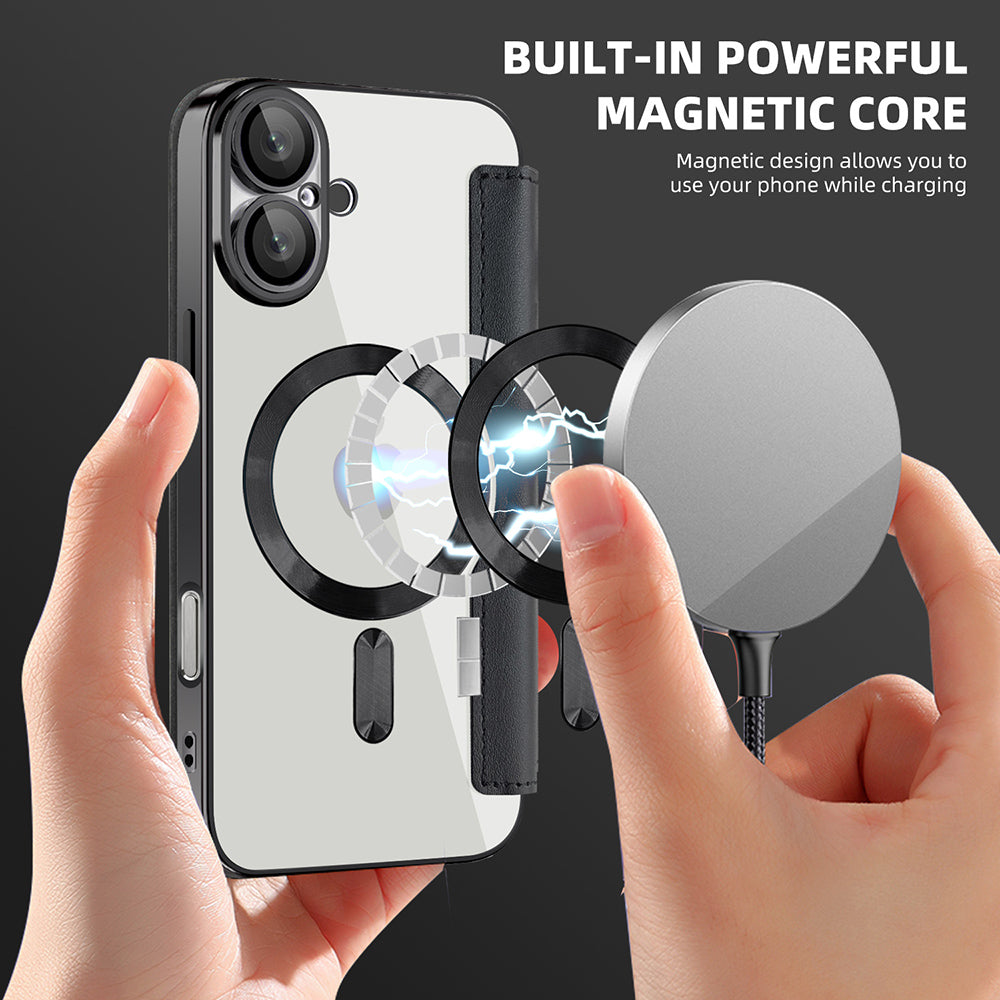 Калъф MagSafe за Apple iPhone 16 Plus, Techsuit, SmartMag Book, Черен