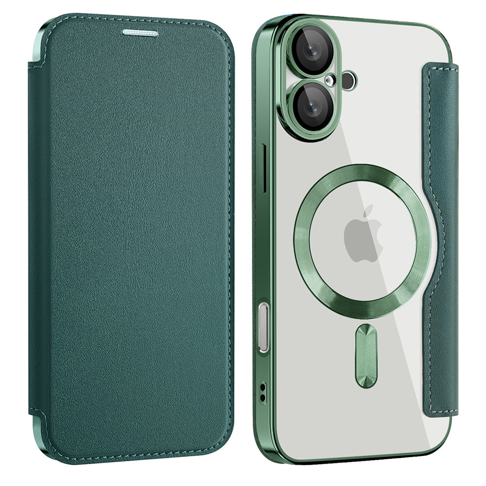 Калъф MagSafe за Apple iPhone 16 Plus, Techsuit, SmartMag Book, Зелен