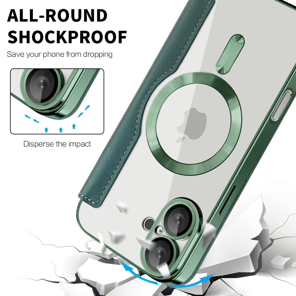 Калъф MagSafe за Apple iPhone 16 Plus, Techsuit, SmartMag Book, Зелен