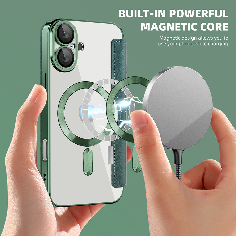 Калъф MagSafe за Apple iPhone 16 Plus, Techsuit, SmartMag Book, Зелен