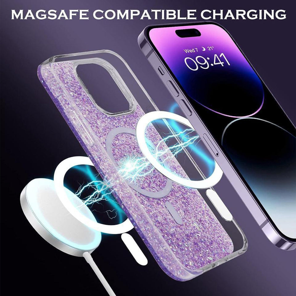 Калъф MagSafe за Apple iPhone 16 Plus, Techsuit, Sparkly Glitter, Bleu