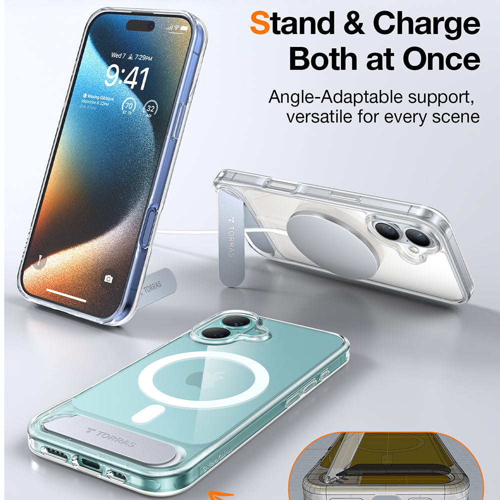 Калъф MagSafe за Apple iPhone 16 Plus, Torras, Pstand, Прозрачен