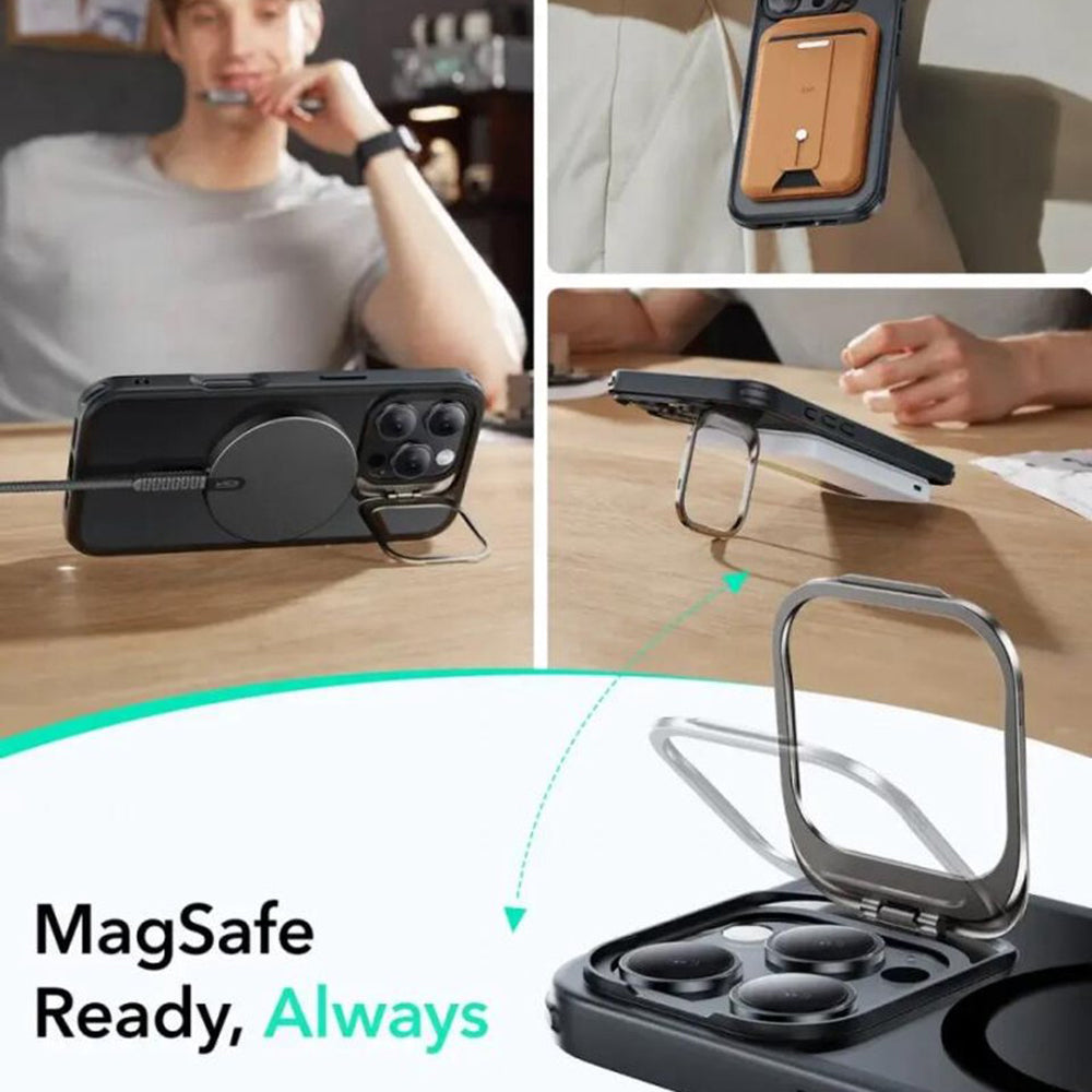 Калъф MagSafe за Apple iPhone 16 Pro, ESR, Classic Hybrid Kickstand Slide, Сатенено черен