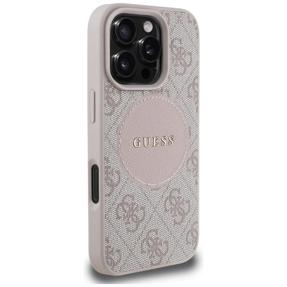 Калъф MagSafe за Apple iPhone 16 Pro, Guess, 4G Circle Classic Logo, Розов