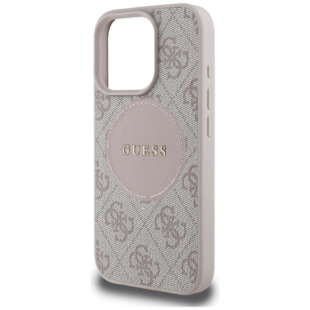 Калъф MagSafe за Apple iPhone 16 Pro, Guess, 4G Circle Classic Logo, Розов