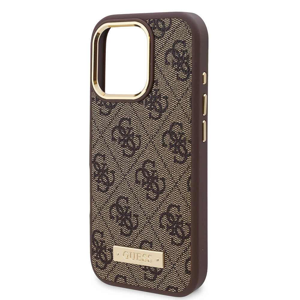 Калъф MagSafe за Apple iPhone 16 Pro, Guess, 4G Logo Plate, Син