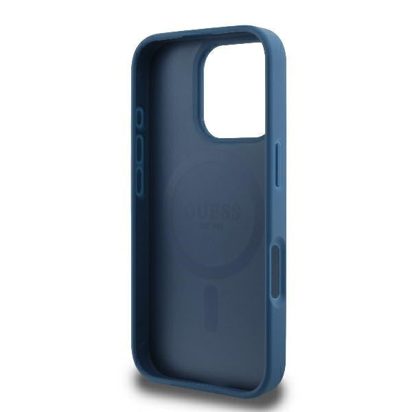 Калъф MagSafe за Apple iPhone 16 Pro, Guess, 4G Printed Stripes, Син