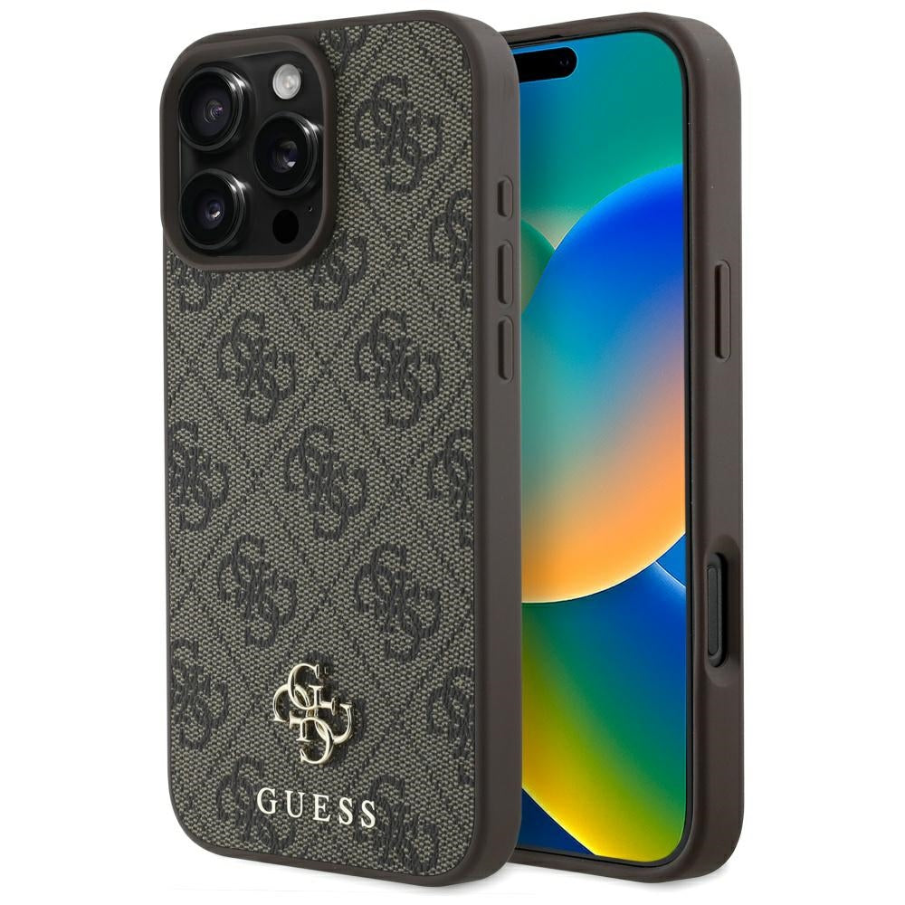 Калъф MagSafe за Apple iPhone 16 Pro, Guess, 4G Small and Classic Logo, Кафяв