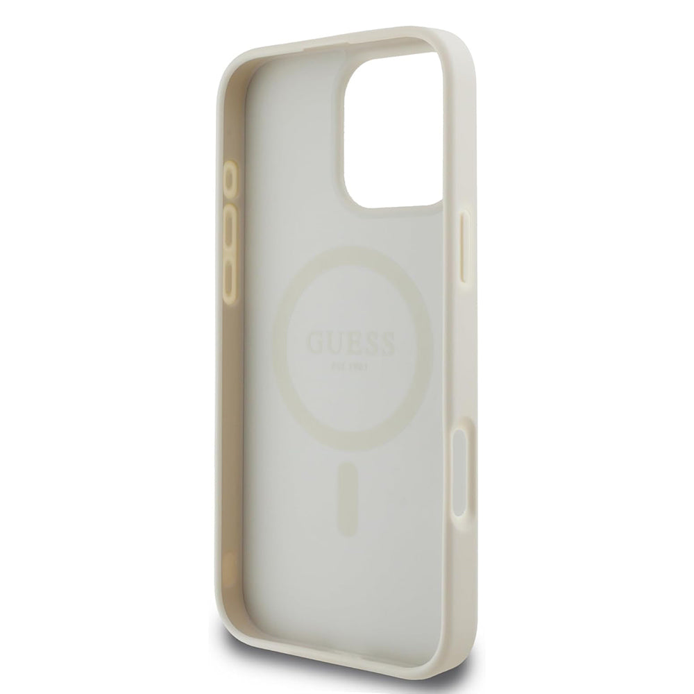 Калъф MagSafe за Apple iPhone 16 Pro, Guess, Grained Gold Ring, Бежов