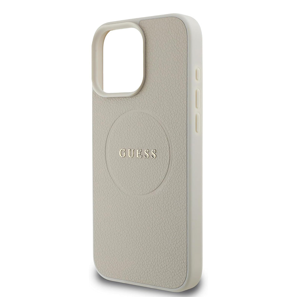 Калъф MagSafe за Apple iPhone 16 Pro, Guess, Grained Gold Ring, Бежов