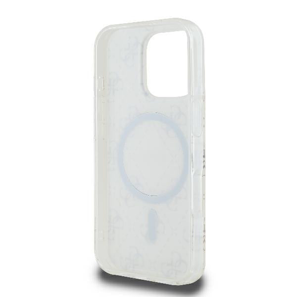 Калъф MagSafe за Apple iPhone 16 Pro, Guess, IML 4G Background, Бял