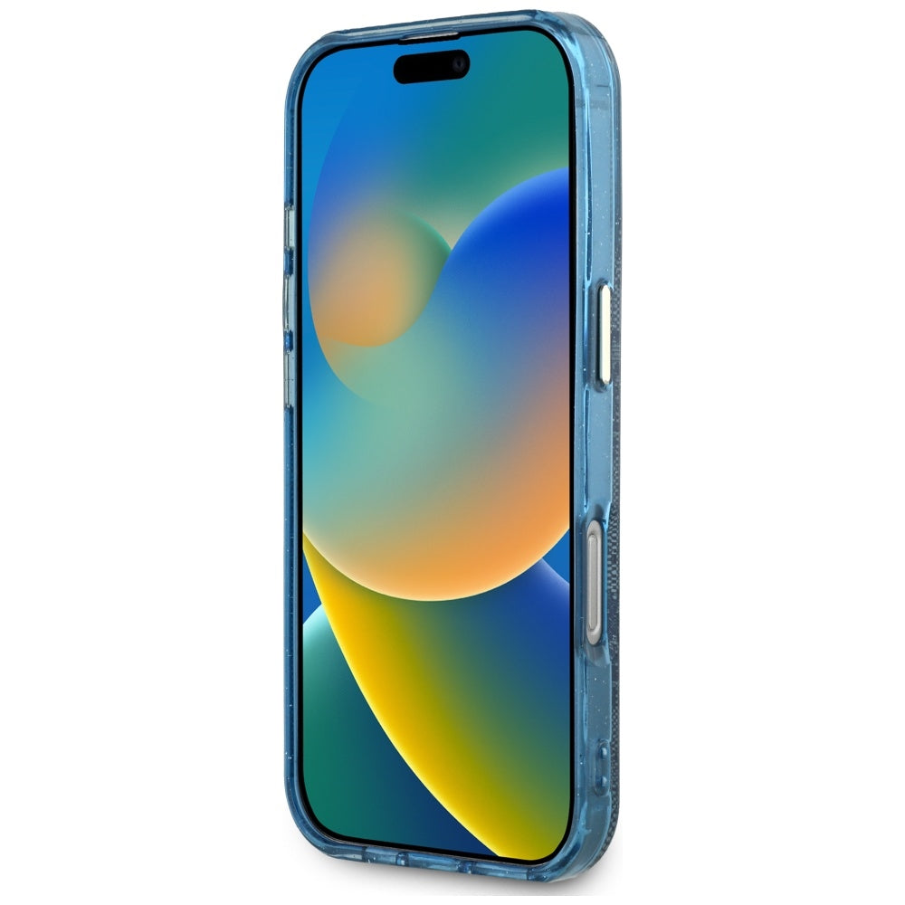 Калъф MagSafe за Apple iPhone 16 Pro, Guess, IML Glitter 4G Circle Triangle, Син