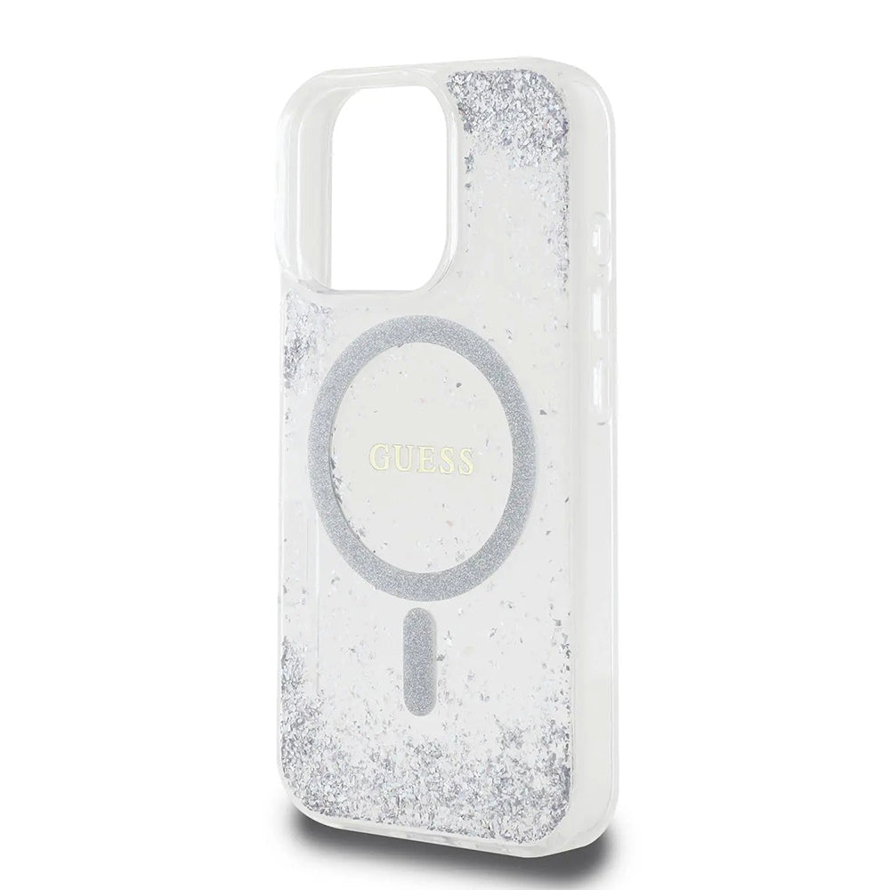 Калъф MagSafe за Apple iPhone 16 Pro, Guess, IML Glitter Gradient, Сребрист