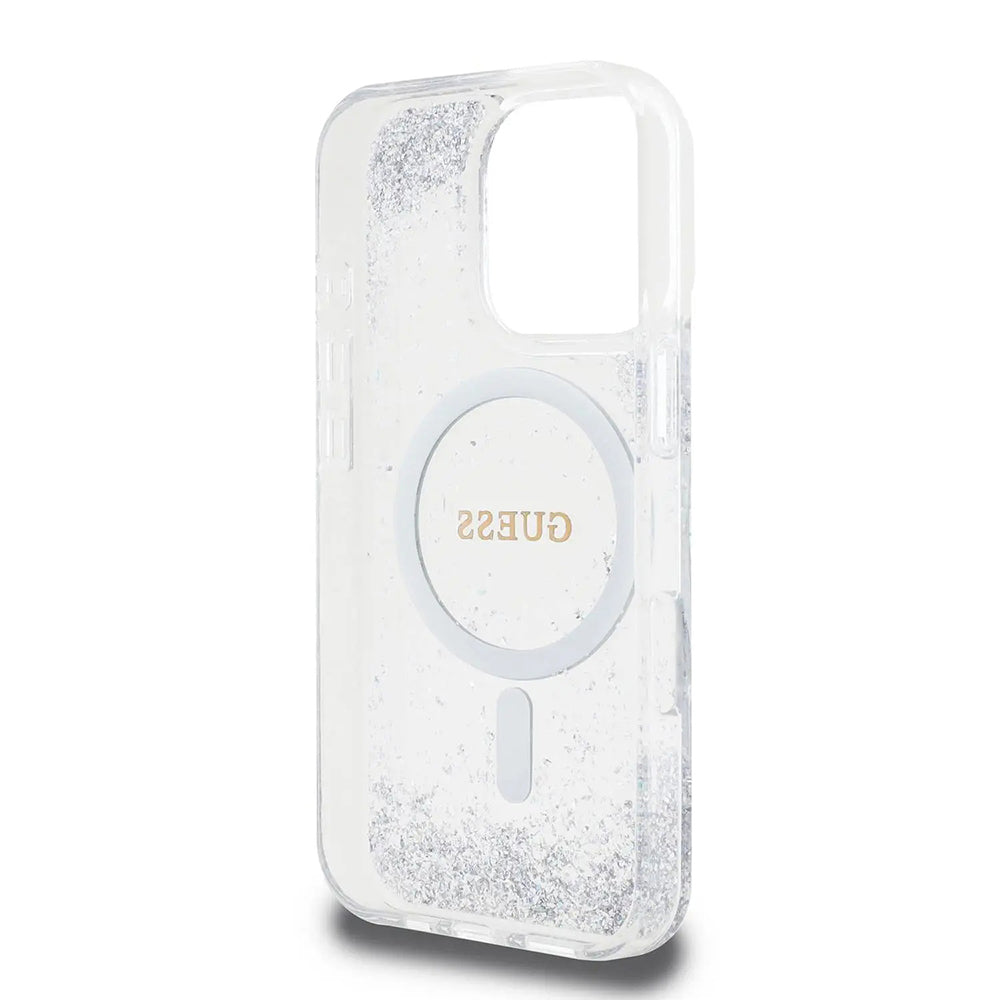 Калъф MagSafe за Apple iPhone 16 Pro, Guess, IML Glitter Gradient, Сребрист