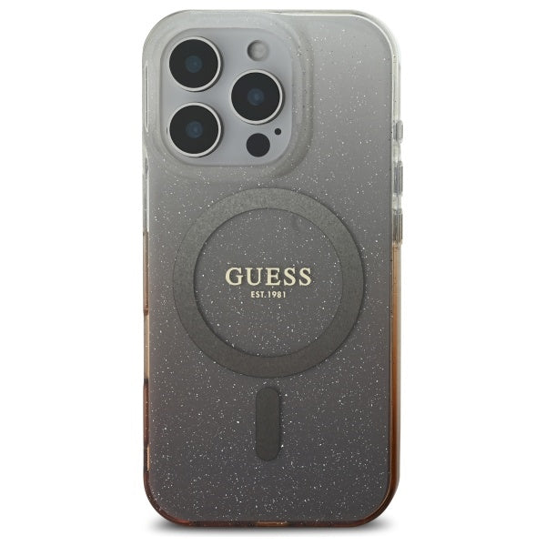 Калъф MagSafe за Apple iPhone 16 Pro, Guess, IML Glitter Gradient, Кафяв
