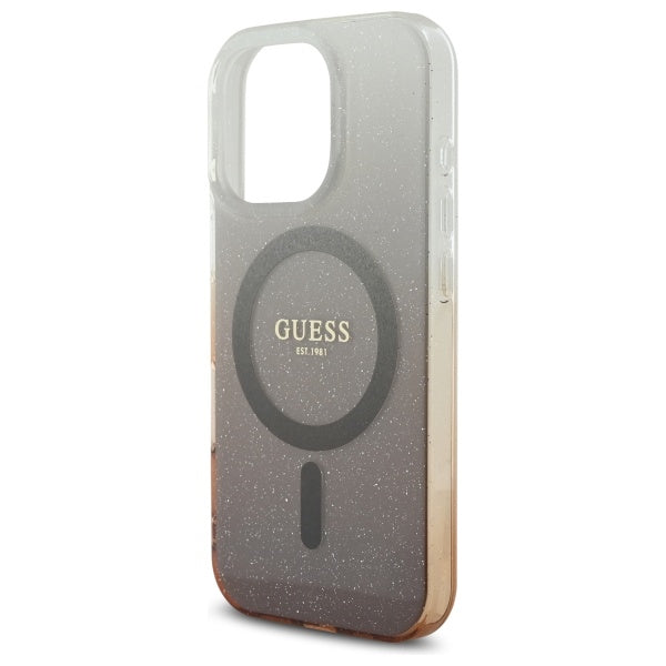Калъф MagSafe за Apple iPhone 16 Pro, Guess, IML Glitter Gradient, Кафяв