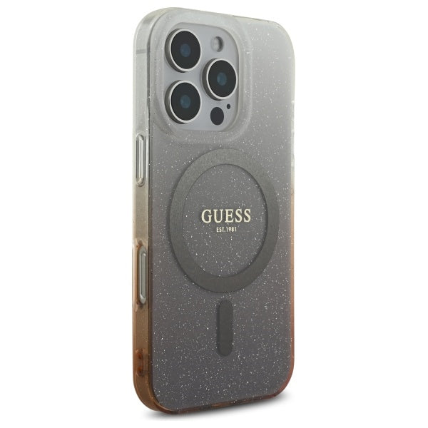 Калъф MagSafe за Apple iPhone 16 Pro, Guess, IML Glitter Gradient, Кафяв