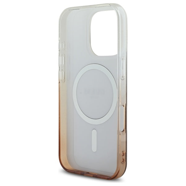 Калъф MagSafe за Apple iPhone 16 Pro, Guess, IML Glitter Gradient, Кафяв