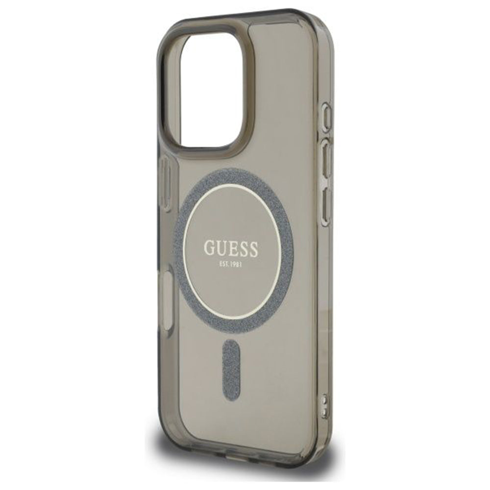 Калъф MagSafe за Apple iPhone 16 Pro, Guess, IML Glitter Ring, Черен