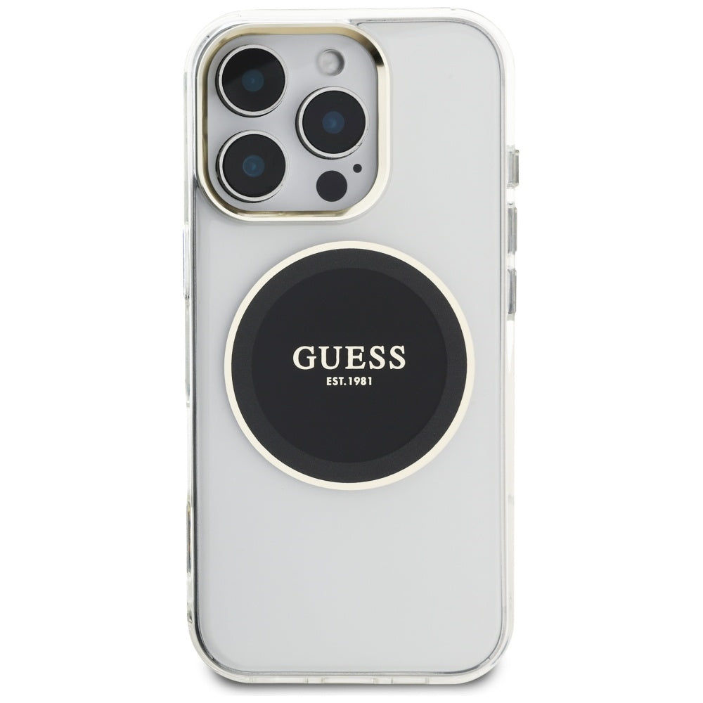 Калъф MagSafe за Apple iPhone 16 Pro, Guess, IML Metal Colored Circle, Черен