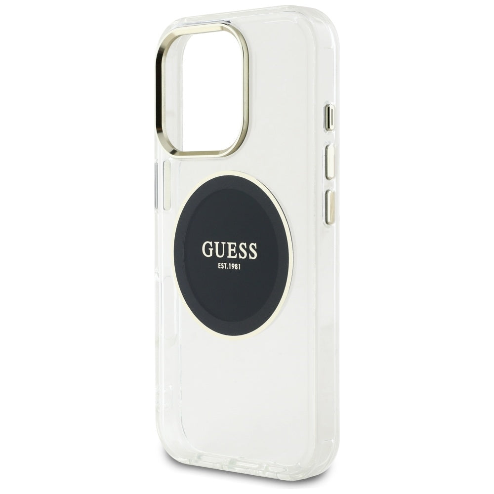 Калъф MagSafe за Apple iPhone 16 Pro, Guess, IML Metal Colored Circle, Черен