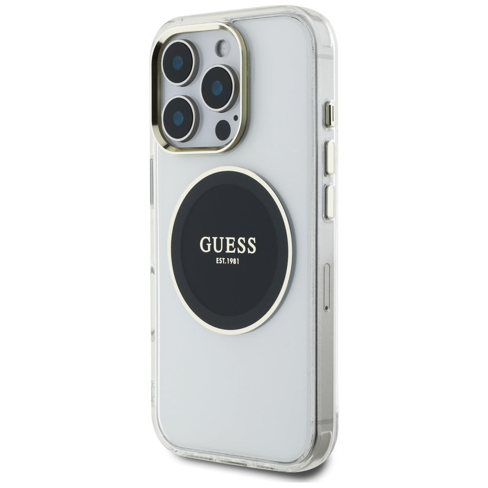 Калъф MagSafe за Apple iPhone 16 Pro, Guess, IML Metal Colored Circle, Черен
