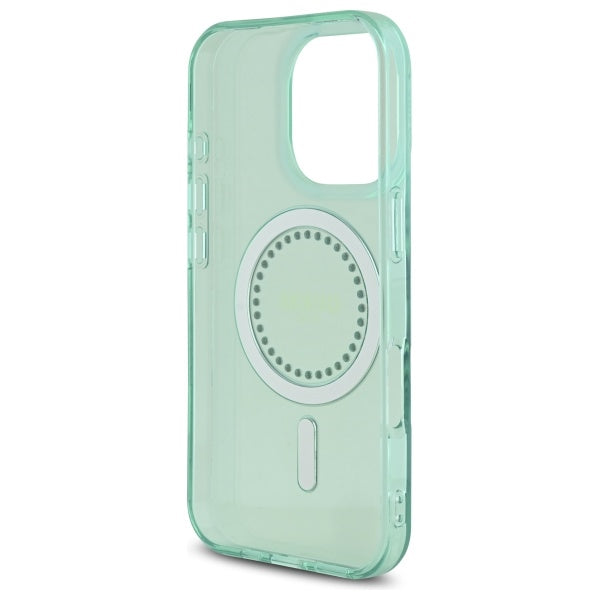Калъф MagSafe за Apple iPhone 16 Pro, Guess, IML Rhinestone, Зелен