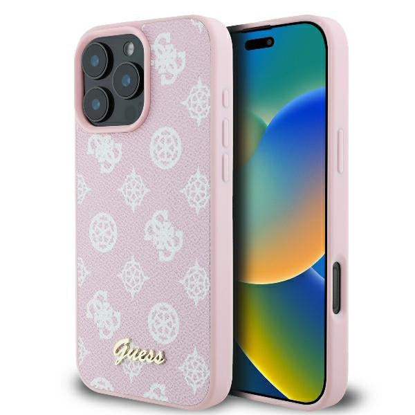 Калъф MagSafe за Apple iPhone 16 Pro, Guess, Peony Script, Розов