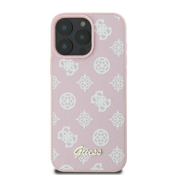 Калъф MagSafe за Apple iPhone 16 Pro, Guess, Peony Script, Розов