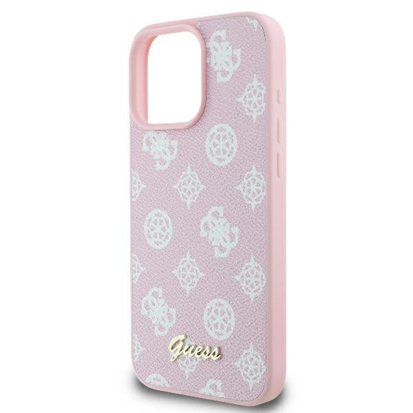 Калъф MagSafe за Apple iPhone 16 Pro, Guess, Peony Script, Розов