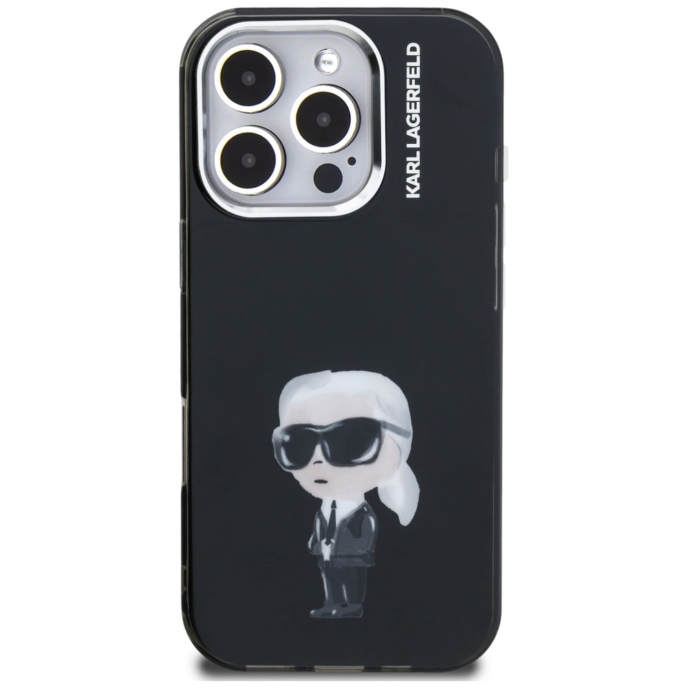 Калъф MagSafe за Apple iPhone 16 Pro, Karl Lagerfeld, IML Aquarelle Logo Karl, Черен