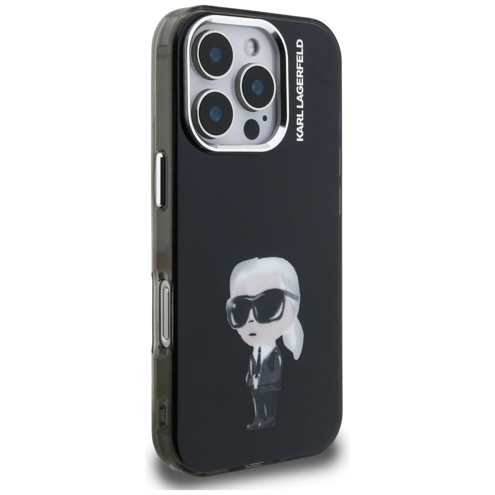 Калъф MagSafe за Apple iPhone 16 Pro, Karl Lagerfeld, IML Aquarelle Logo Karl, Черен