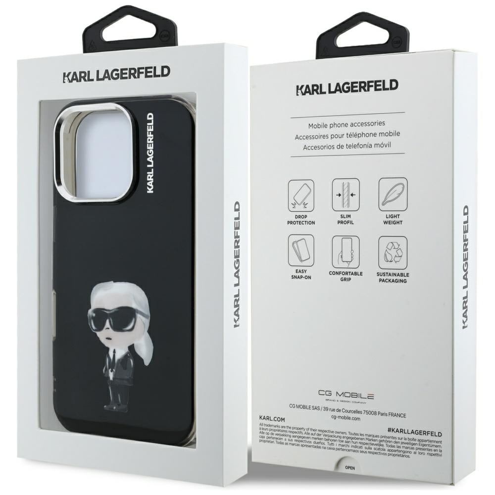Калъф MagSafe за Apple iPhone 16 Pro, Karl Lagerfeld, IML Aquarelle Logo Karl, Черен