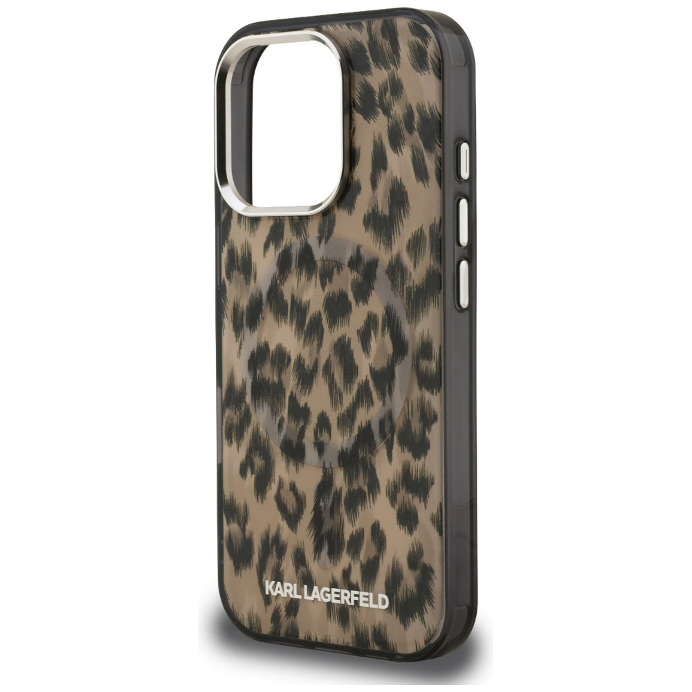 Калъф MagSafe за Apple iPhone 16 Pro, Karl Lagerfeld, IML Leopard Pattern, Кафяв