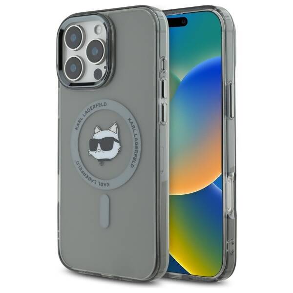 Калъф MagSafe за Apple iPhone 16 Pro, Karl Lagerfeld, IML Metal Choupette's Head, Черен
