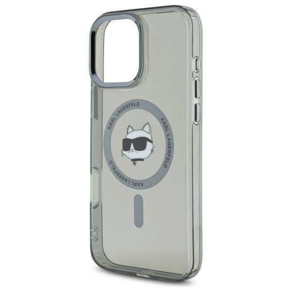 Калъф MagSafe за Apple iPhone 16 Pro, Karl Lagerfeld, IML Metal Choupette's Head, Черен