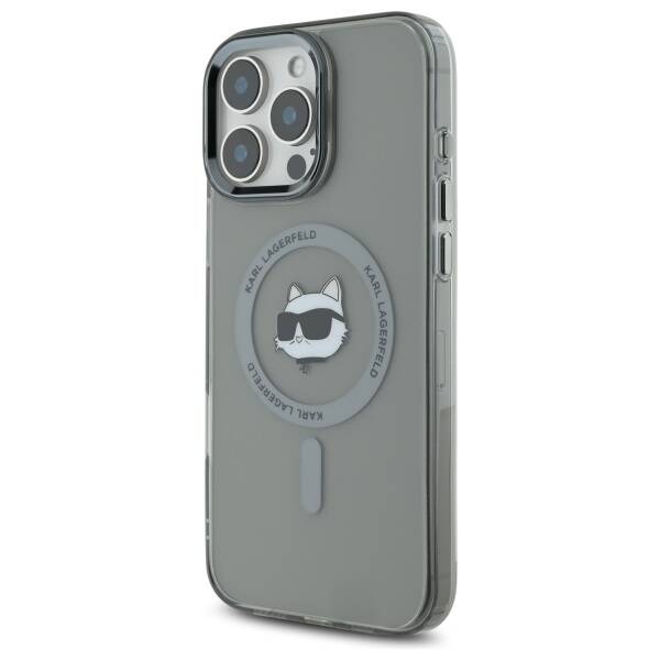Калъф MagSafe за Apple iPhone 16 Pro, Karl Lagerfeld, IML Metal Choupette's Head, Черен