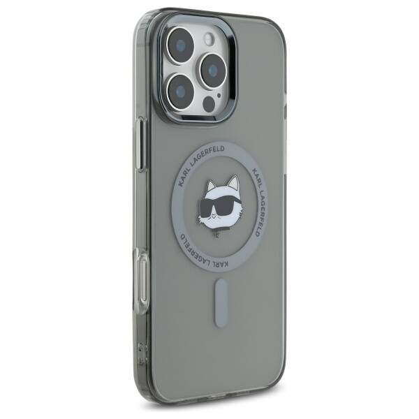 Калъф MagSafe за Apple iPhone 16 Pro, Karl Lagerfeld, IML Metal Choupette's Head, Черен