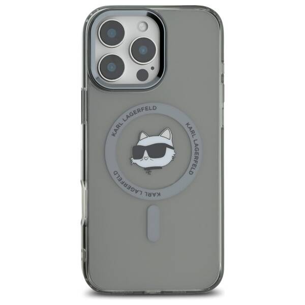 Калъф MagSafe за Apple iPhone 16 Pro, Karl Lagerfeld, IML Metal Choupette's Head, Черен