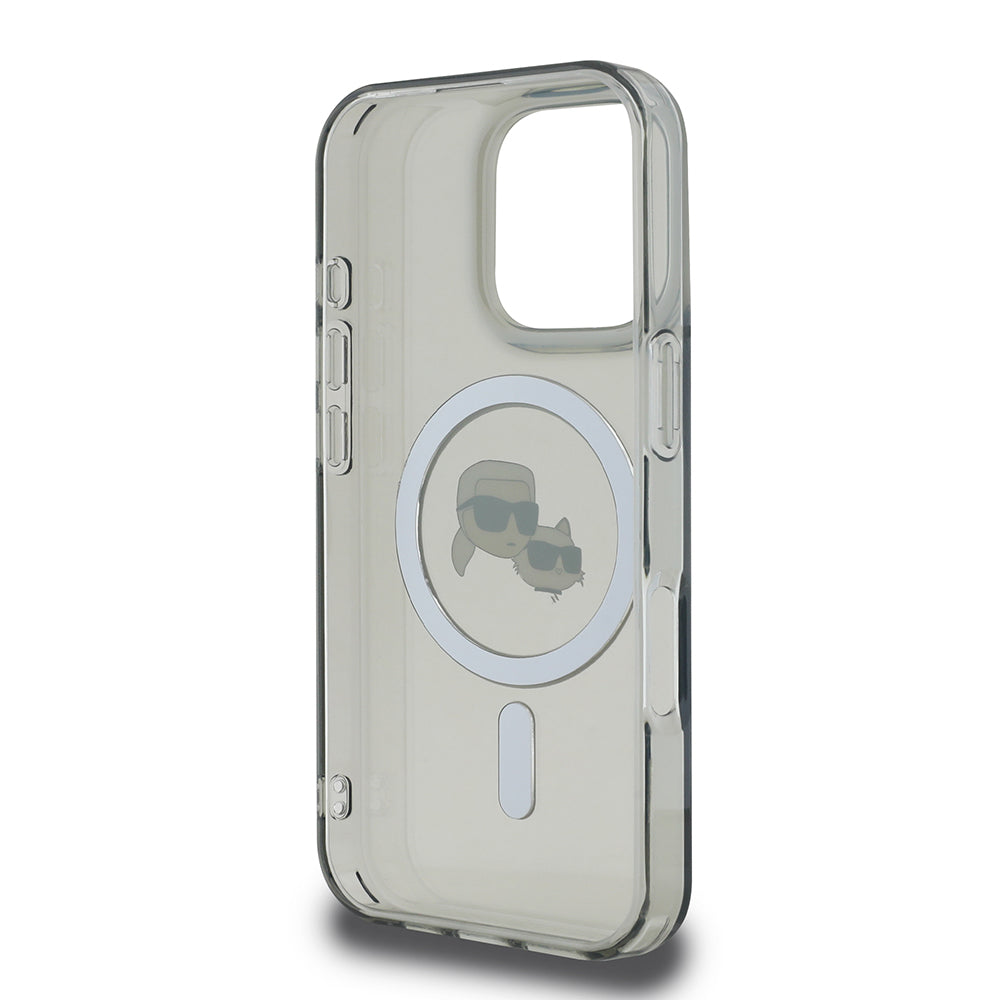 Калъф MagSafe за Apple iPhone 16 Pro, Karl Lagerfeld, IML Metal Karl & Choupette's Heads, Черен