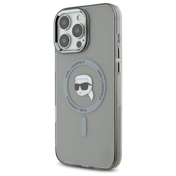 Калъф MagSafe за Apple iPhone 16 Pro, Karl Lagerfeld, IML Metal Karl's Head, Черен