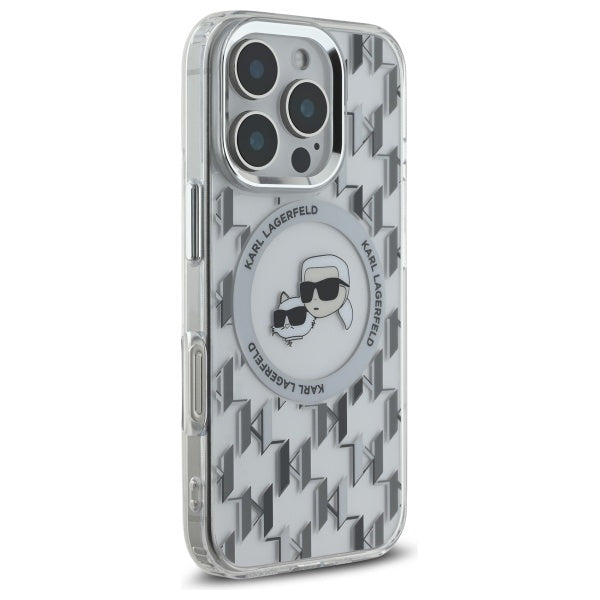 Калъф MagSafe за Apple iPhone 16 Pro, Karl Lagerfeld, IML Monogram Karl & Choupette's Heads, Прозрачен