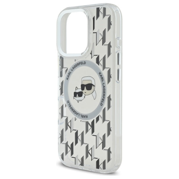Калъф MagSafe за Apple iPhone 16 Pro, Karl Lagerfeld, IML Monogram Karl & Choupette's Heads, Прозрачен