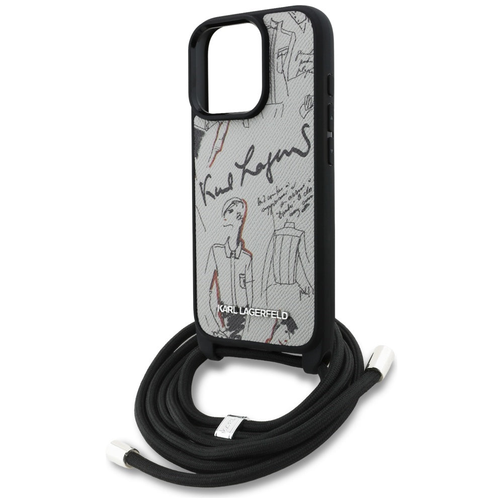 Калъф MagSafe за Apple iPhone 16 Pro, Karl Lagerfeld, Saffiano Crossbody, Сив